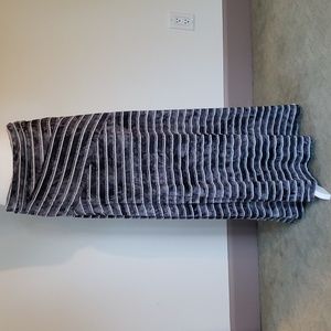 Maxi skirt Women's Med.  Blue, white, gray stripe tie dye. Faux wrap.